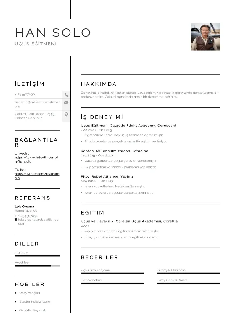 Vienkārša uçuş eğitmeni  CV piemērs