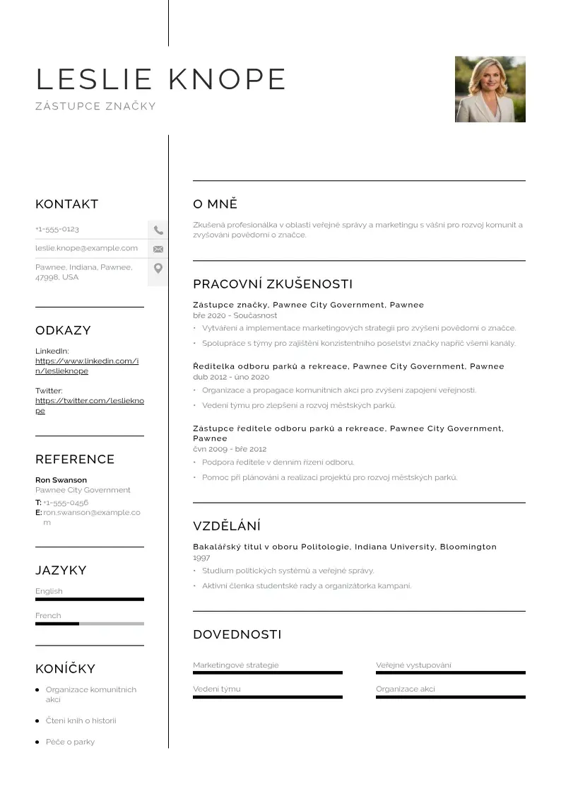 Vienkārša Zastupce znacky zivotopis CV piemērs
