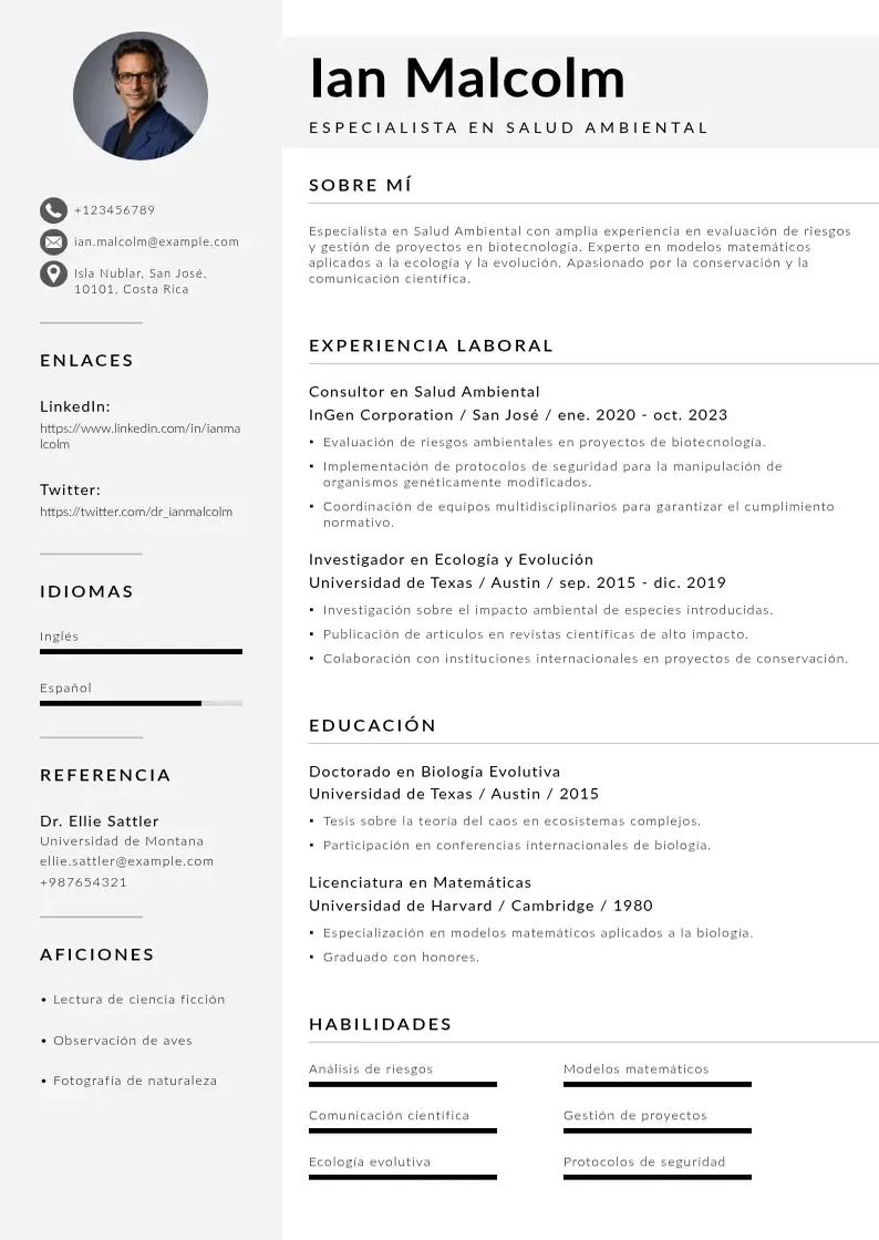 two column especialista-en-salud-ambiental resume example