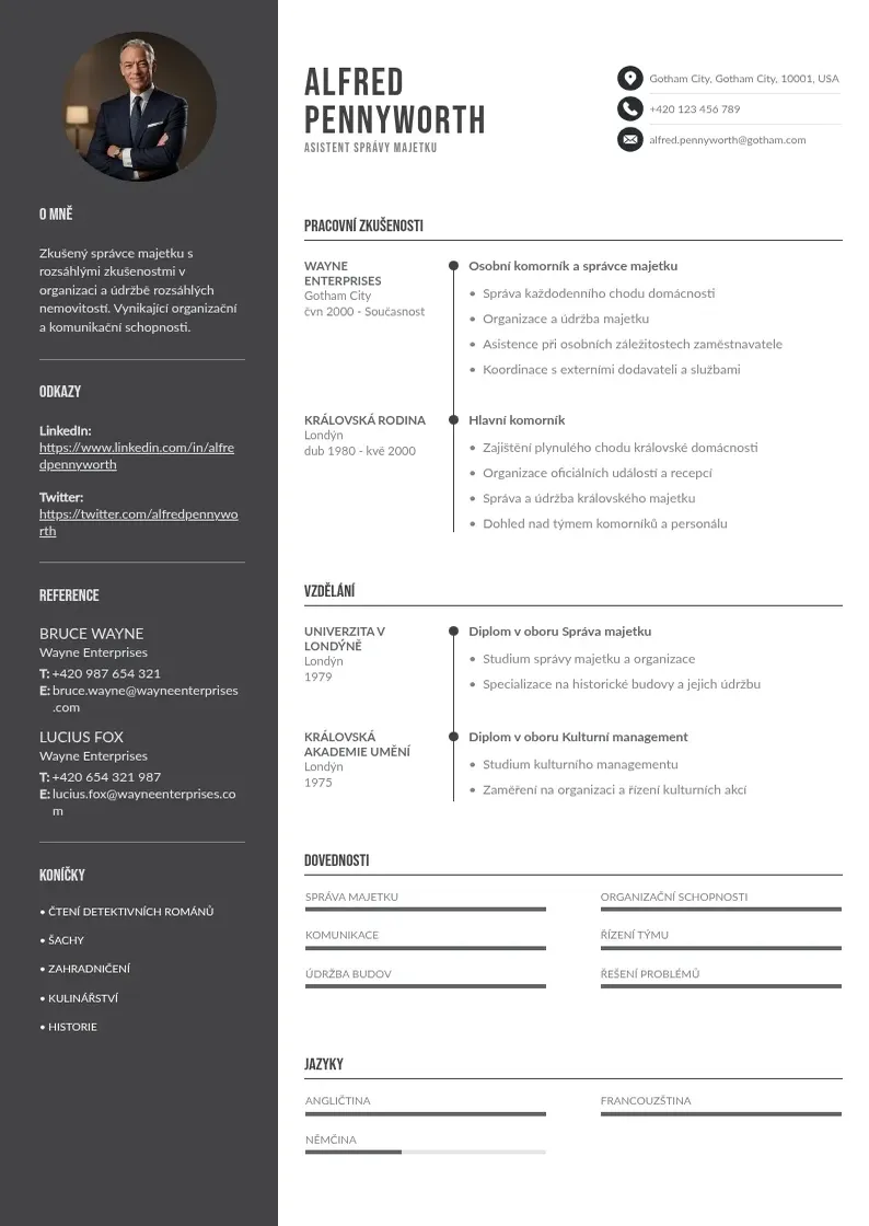 Divu kolonnu Asistent spravy majetku zivotopis CV piemērs