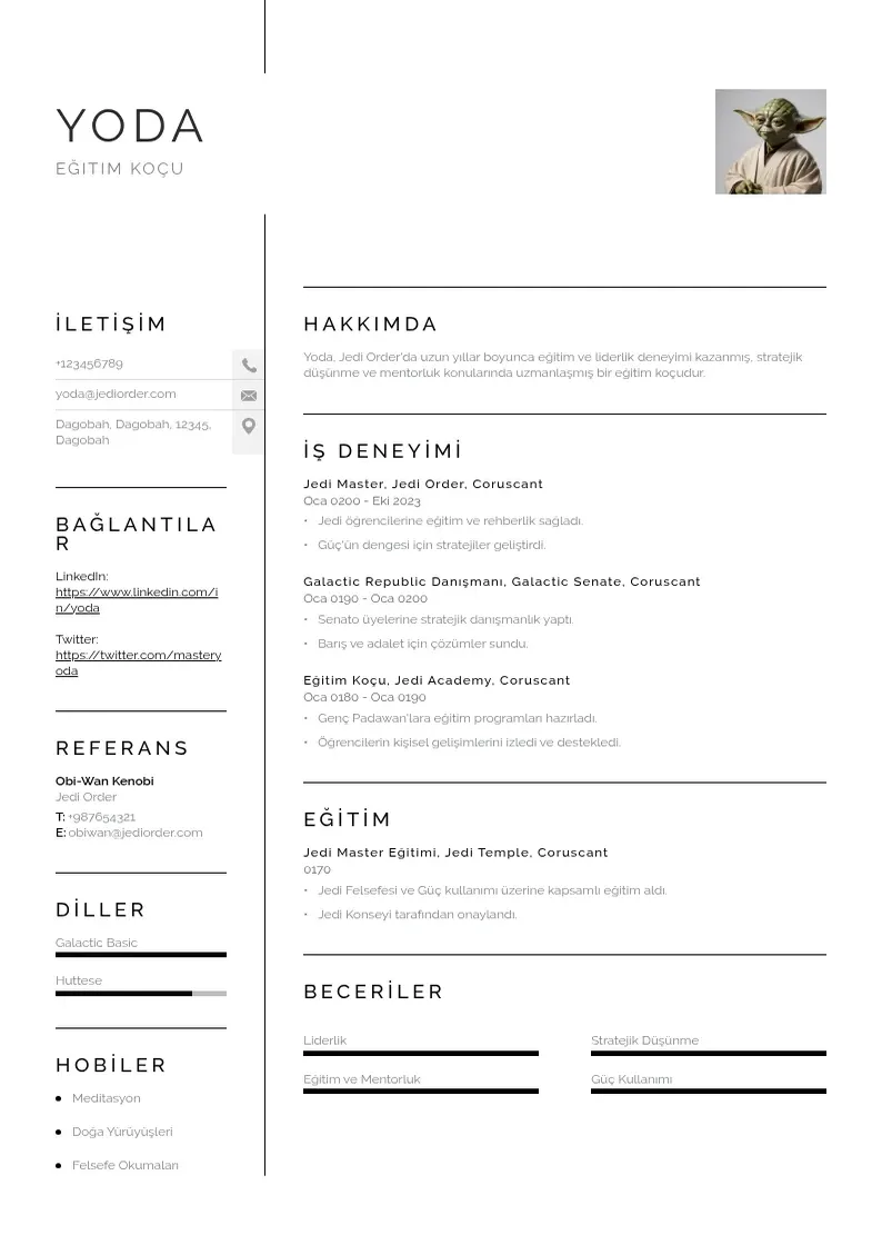 Vienkārša Eğitim Koçu  CV piemērs