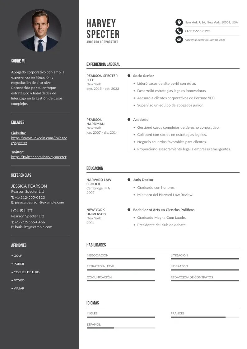 two column curriculum-de-abogado resume example