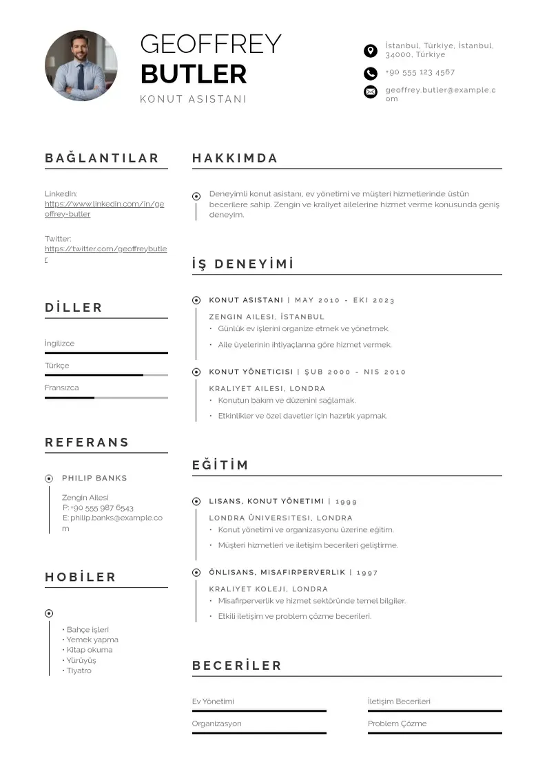Profesionāla Konut Asistanı  CV veidne