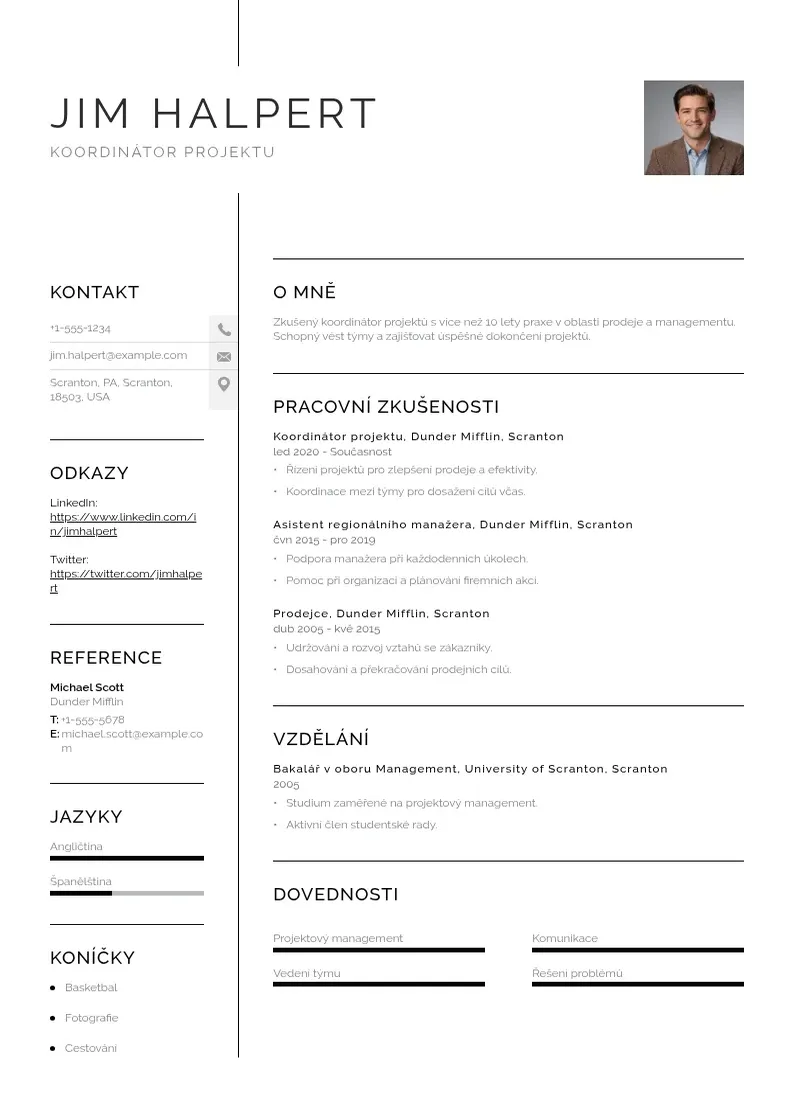 Vienkārša Zivotopis koordinatora projektu CV piemērs
