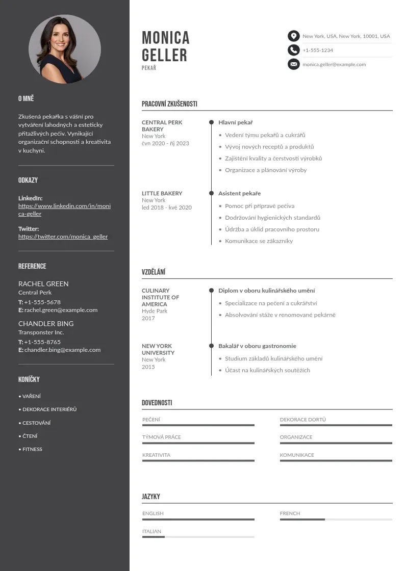 Divu kolonnu Pekar zivotopis CV piemērs