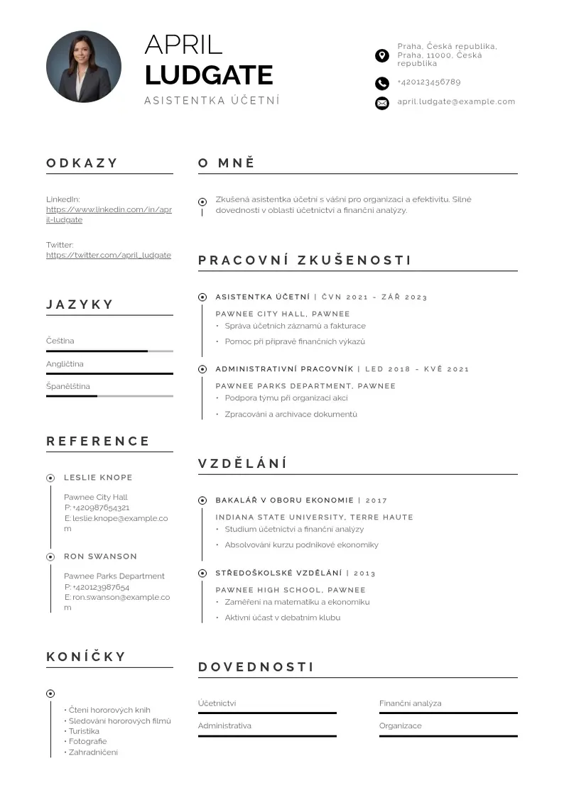 Profesionāla Asistentka ucetni zivotopis CV veidne