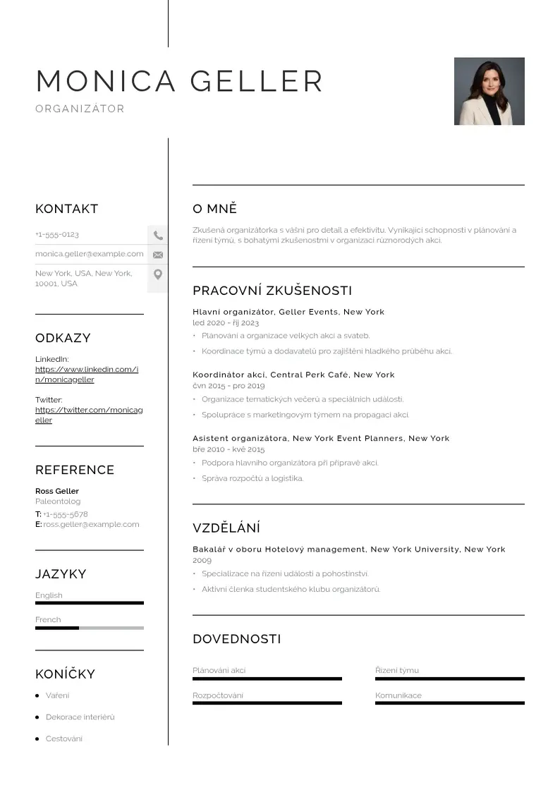 Vienkārša Organizator zivotopis CV piemērs
