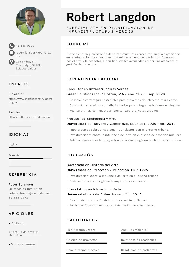 two column especialista-en-planificacion-de-infraestructuras-verdes resume example