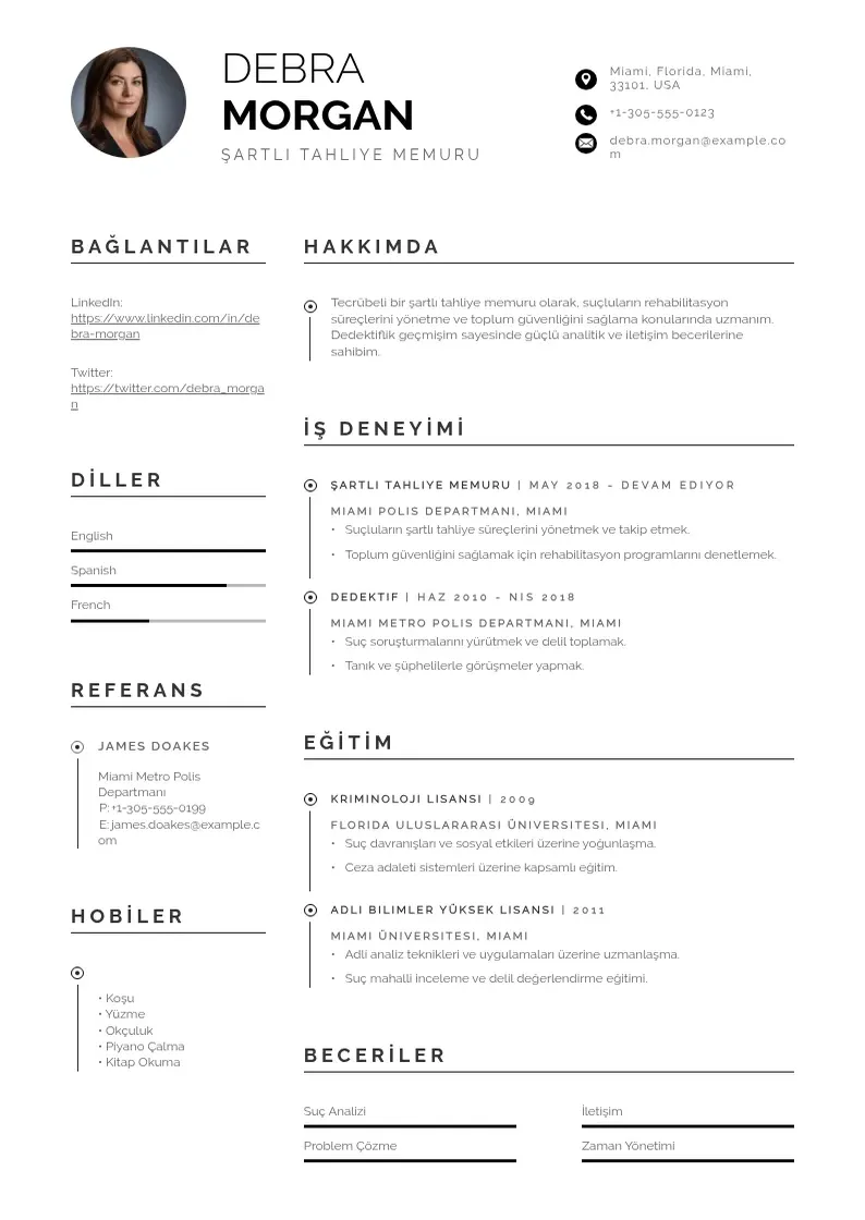 Profesionāla Şartlı tahliye memuru  CV veidne