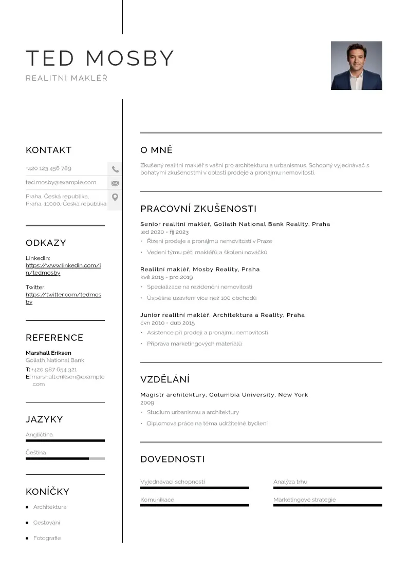 Vienkārša Zivotopis realitni makler CV piemērs