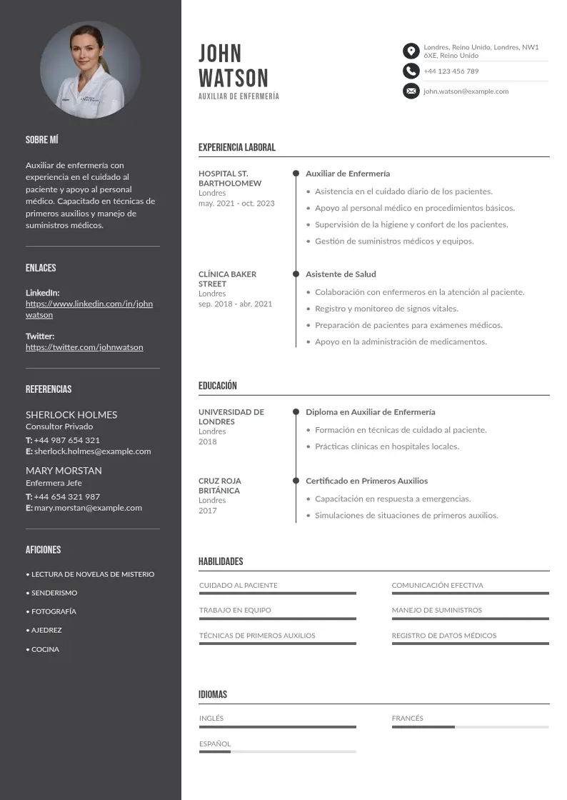 two column curriculum-vitae-de-auxiliar-de-enfermeria resume example