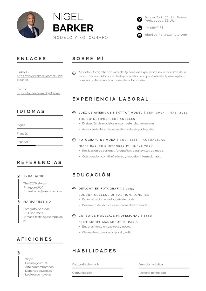 two column curriculum-para-modelaje resume example