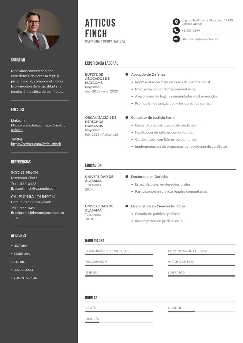 two column mediadora-comunitarioa resume example