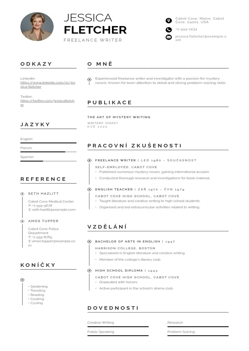 Profesionāla Na volne noze zivotopis CV veidne
