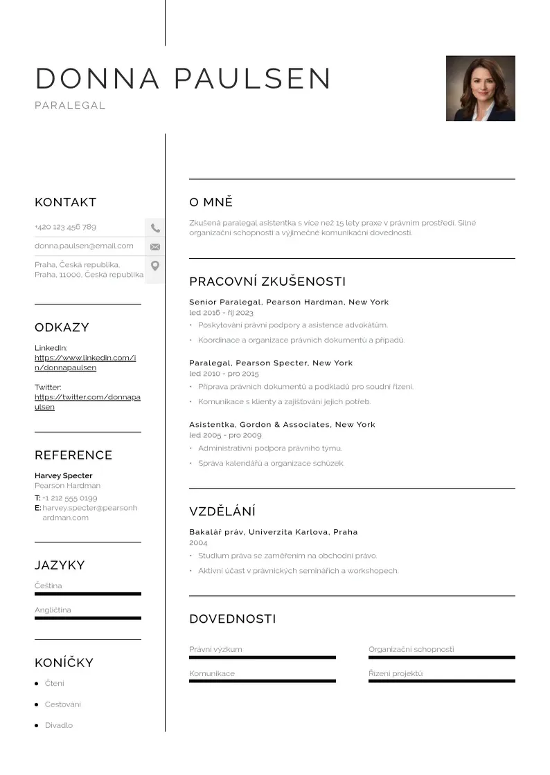 Vienkārša Zivotopis paralegal CV piemērs