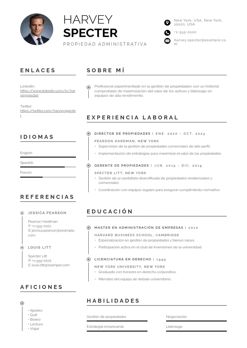 two column cv-propiedad-administrativa resume example