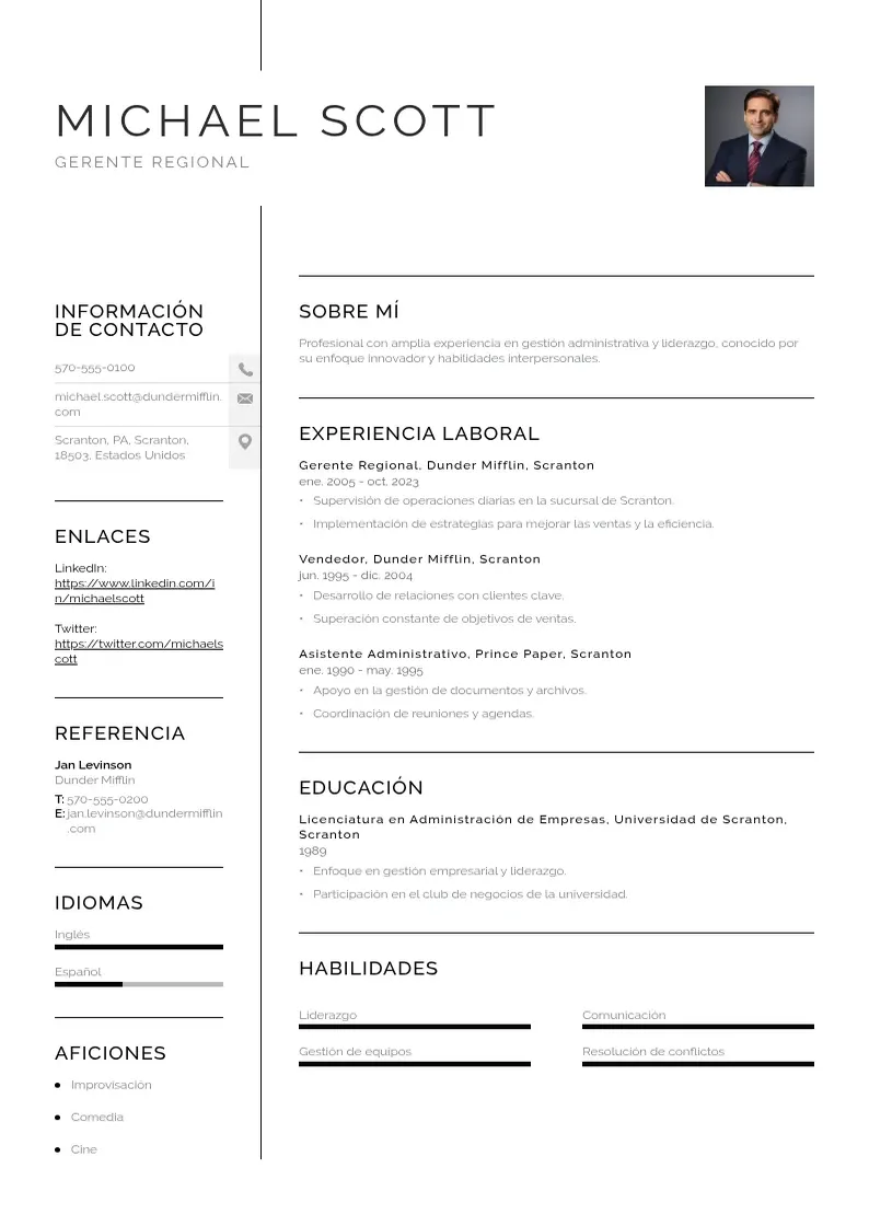 two column curriculum-de-administrativo resume example