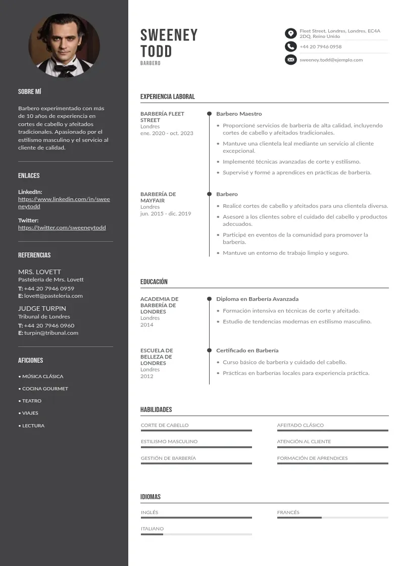 two column cv-barbero resume example