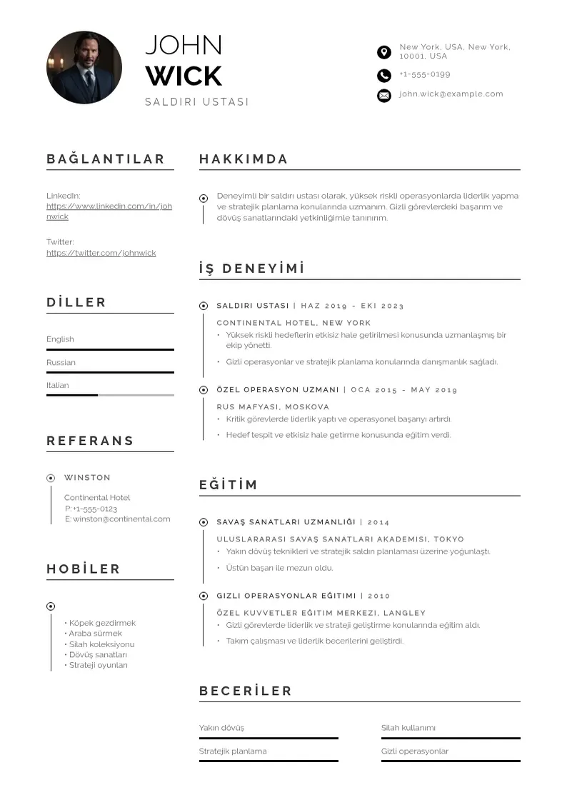 Profesionāla Saldırı ustası  CV veidne