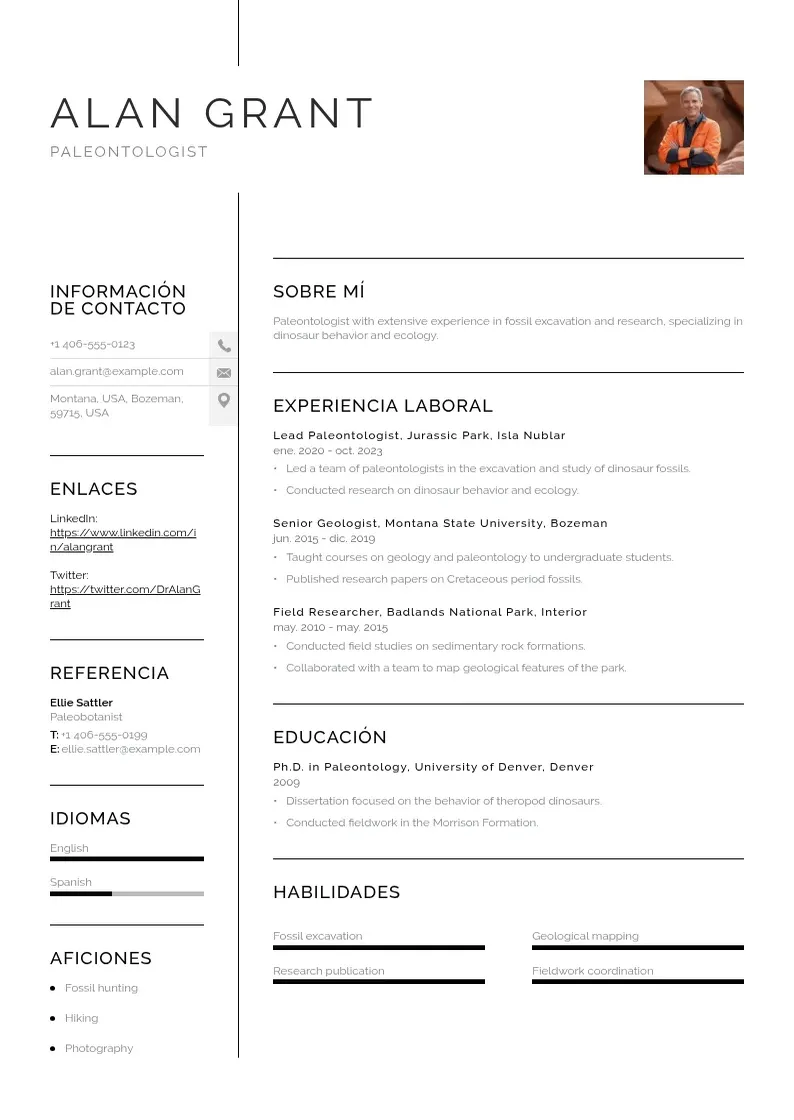 two column curriculum-de-geologo resume example