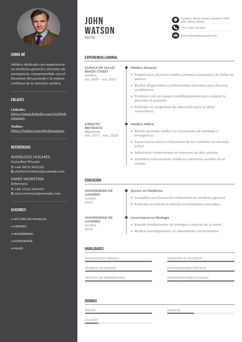 two column voluntario-hospitalario resume example