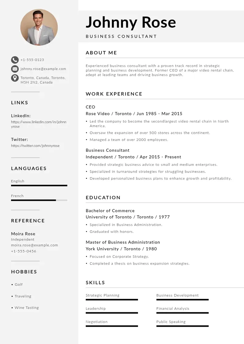 Mūsdienīga Kanada CV veidne