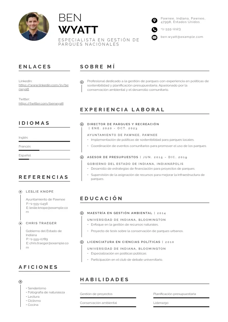 two column especialista-en-gestion-de-parques-nacionales resume example