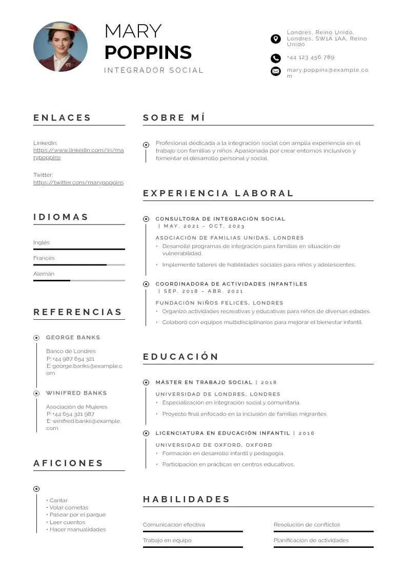 two column curriculum-de-integrador-social resume example