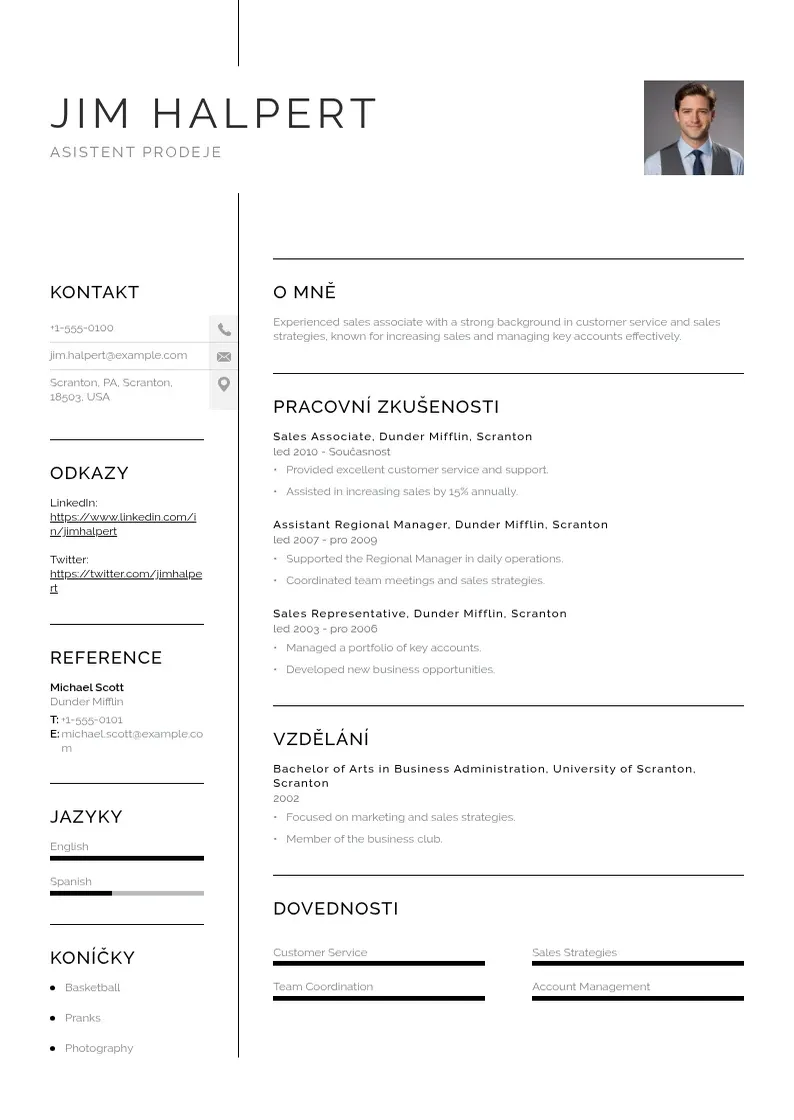 Vienkārša Asistent prodeje zivotopis CV piemērs