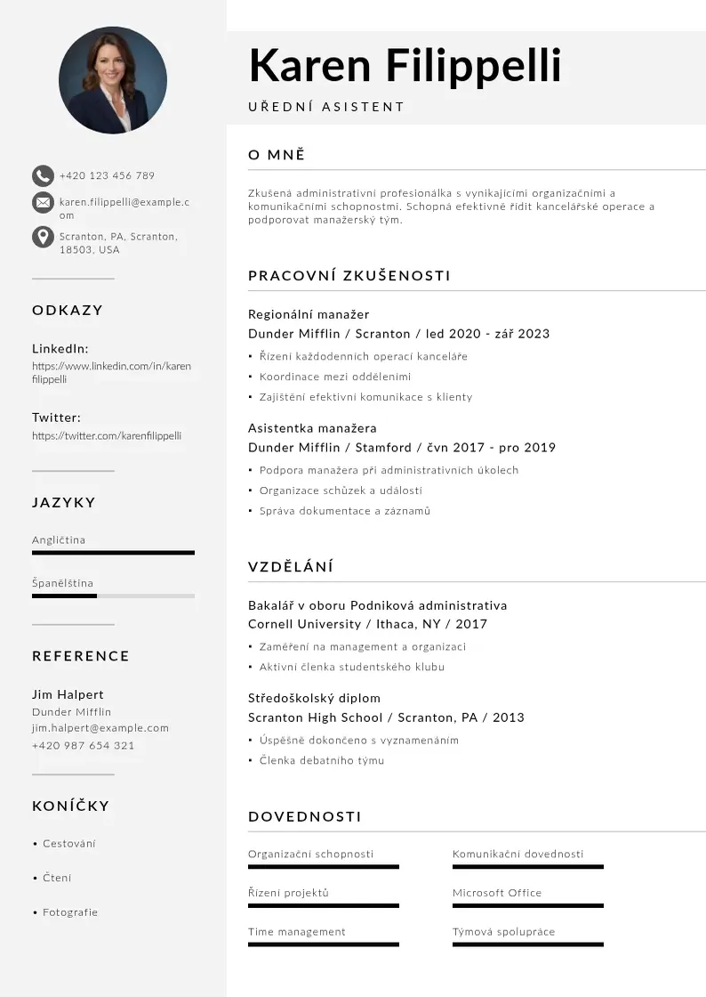 Mūsdienīga Uredni asistent zivotopis CV veidne