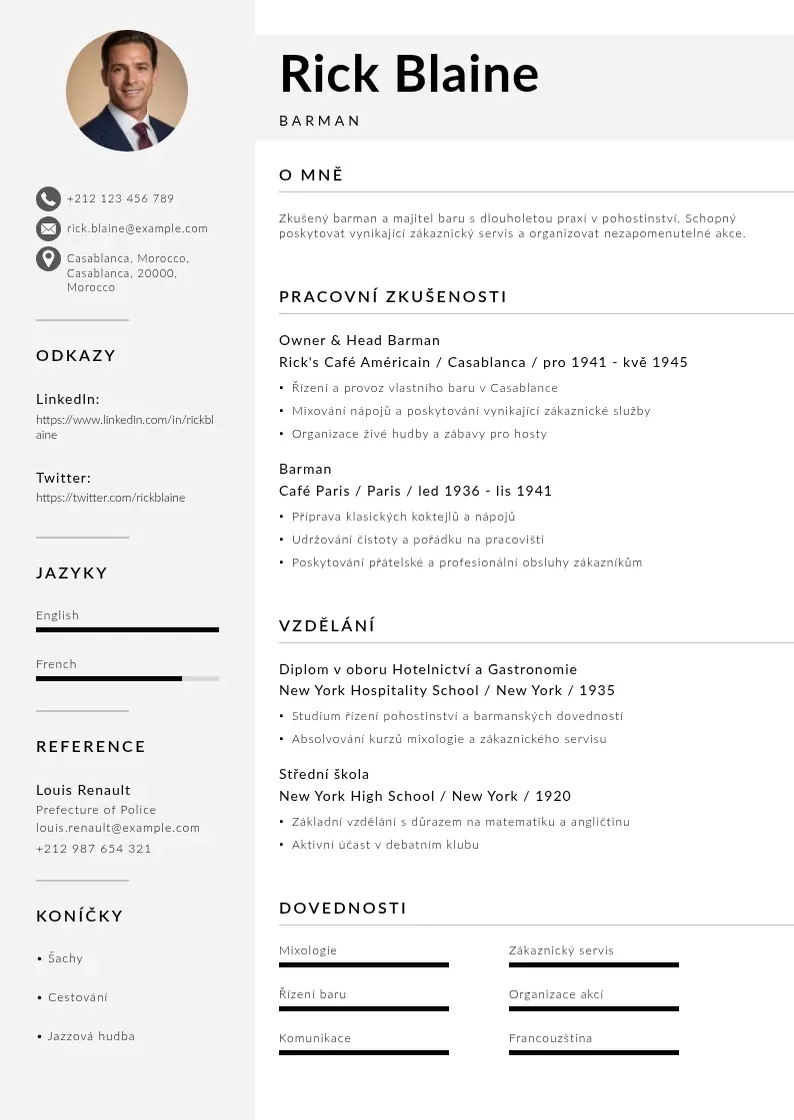Mūsdienīga Barman zivotopis CV veidne