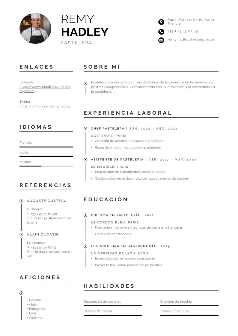 two column curriculum-de-pastelero resume example