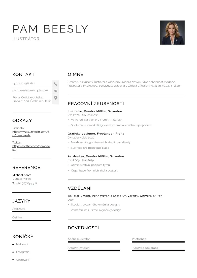 Vienkārša Ilustrator zivotopis CV piemērs
