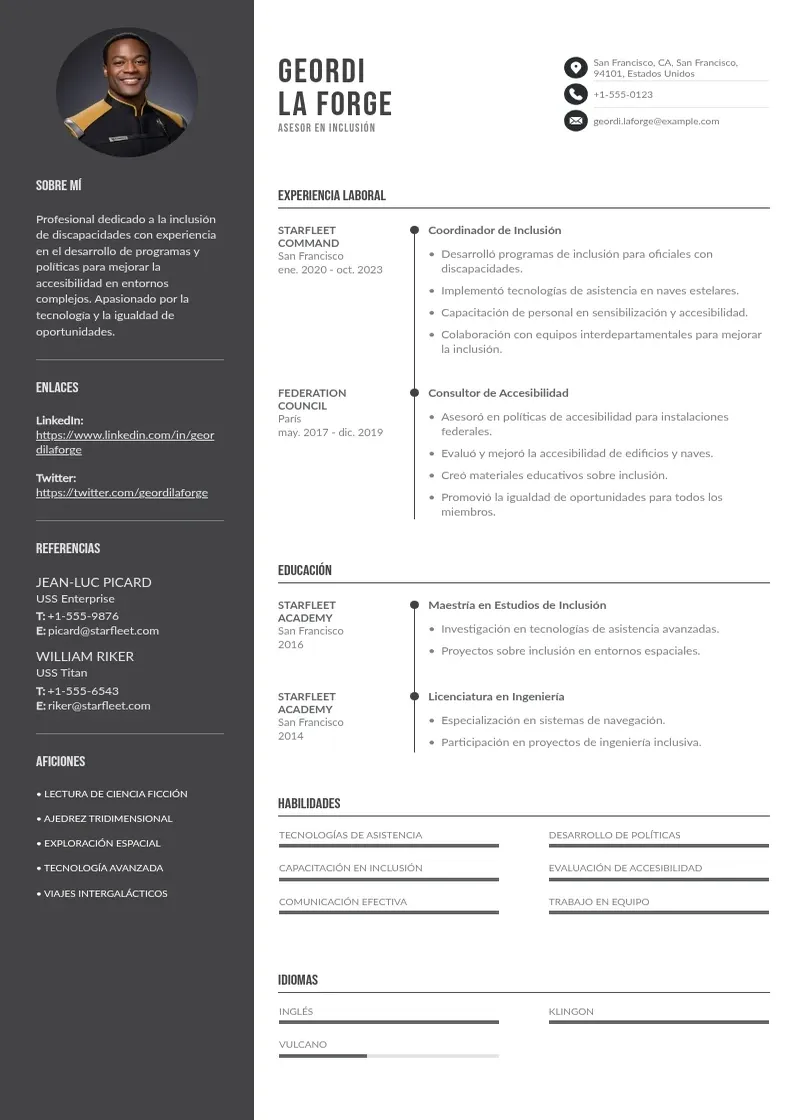 two column asesora-en-inclusion-de-discapacidades resume example