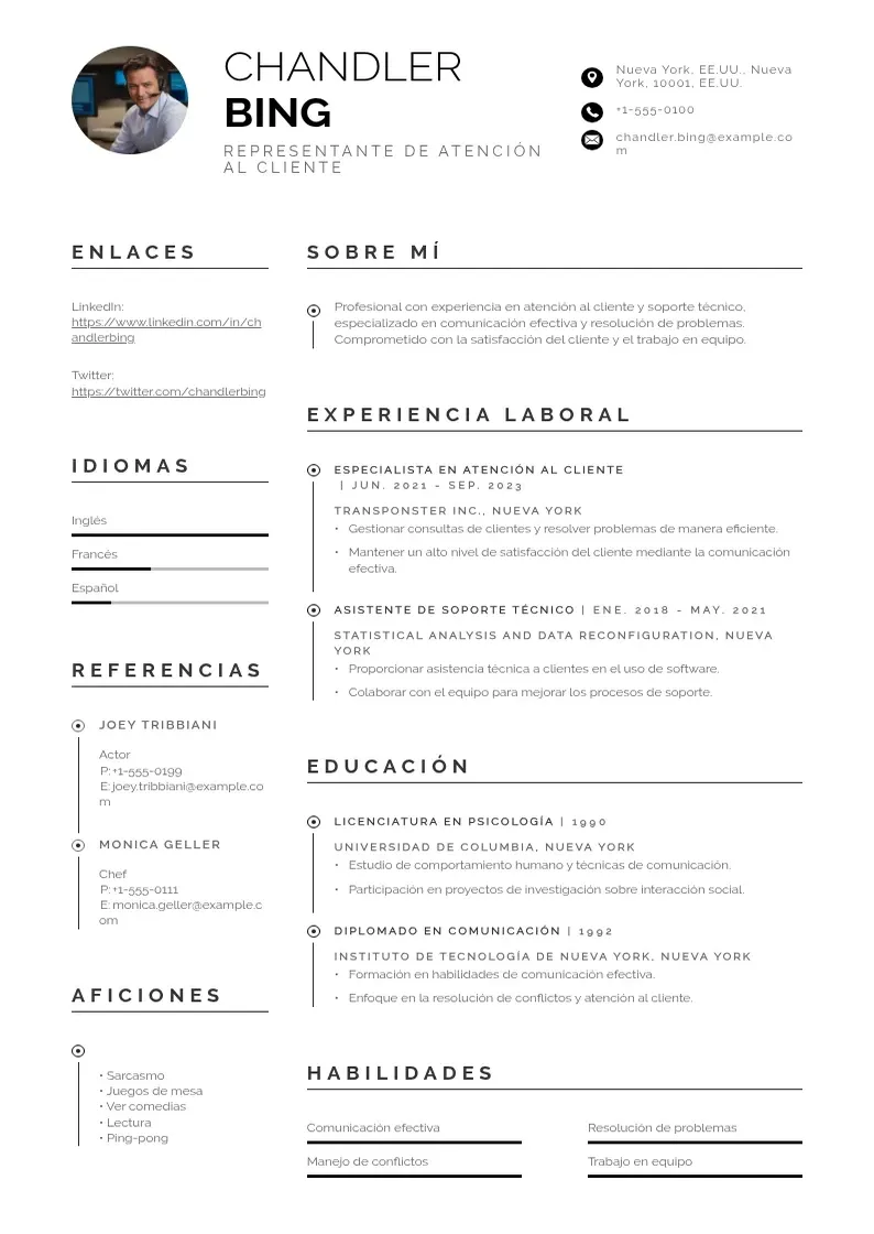 two column curriculum-para-trabajar-en-un-call-center resume example