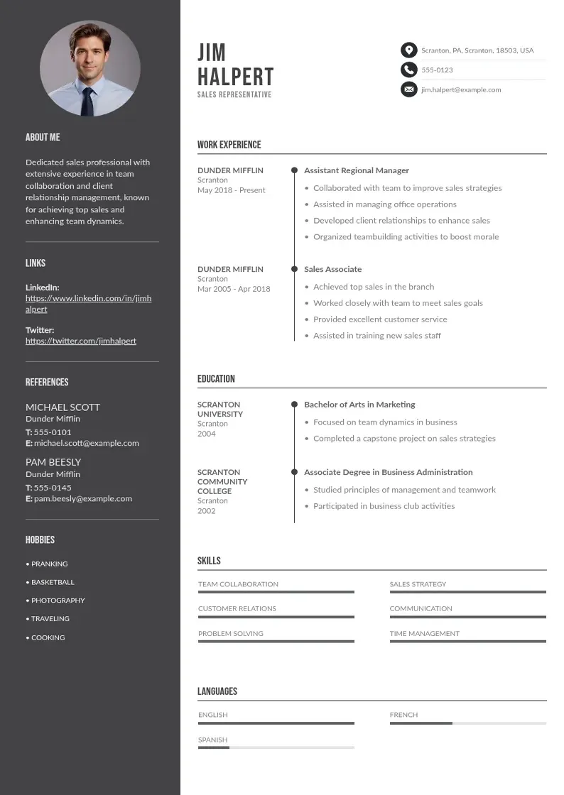 two column team-player-synonym resume example