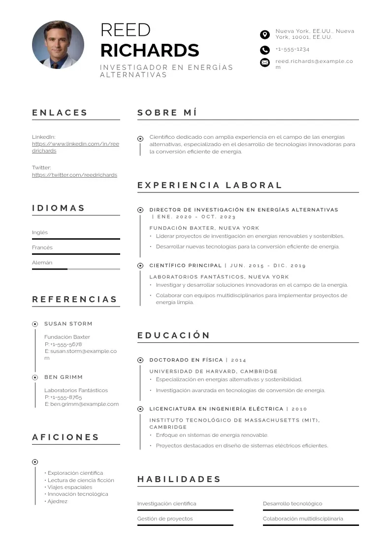 two column investigador-en-energias-alternativas resume example