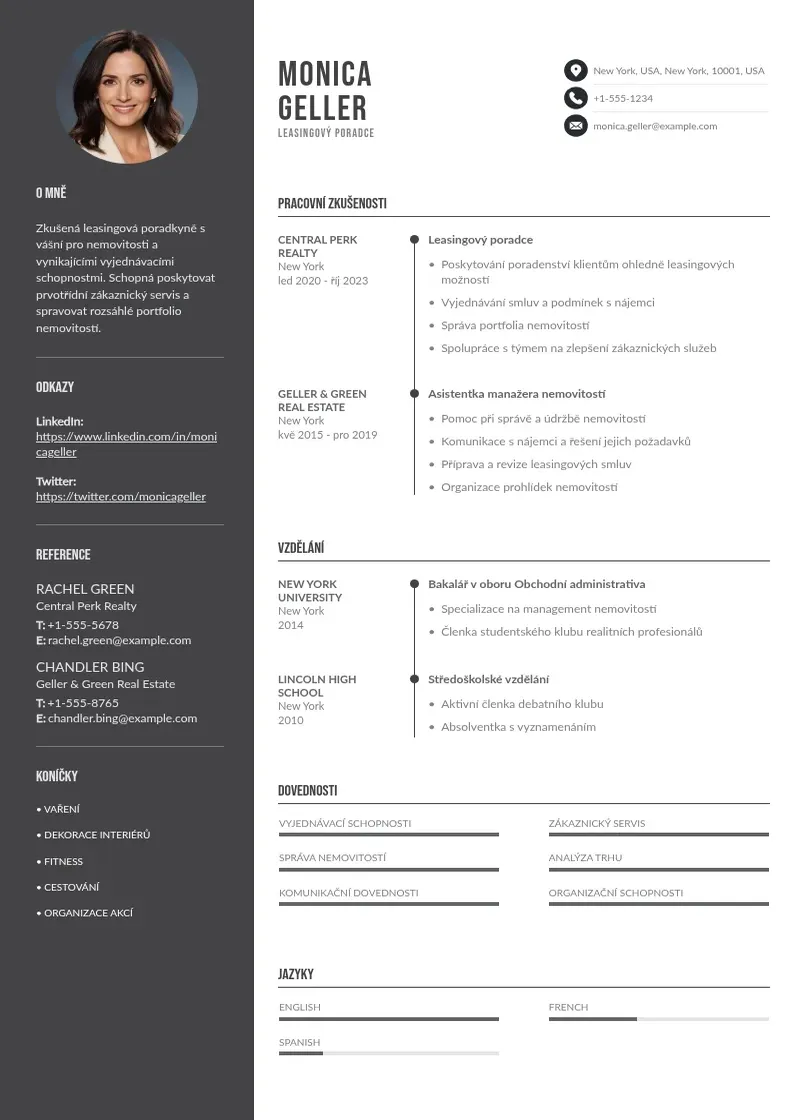 Divu kolonnu Leasingovy poradce zivotopis CV piemērs