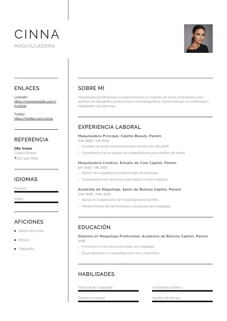 two column cv-maquilladora resume example