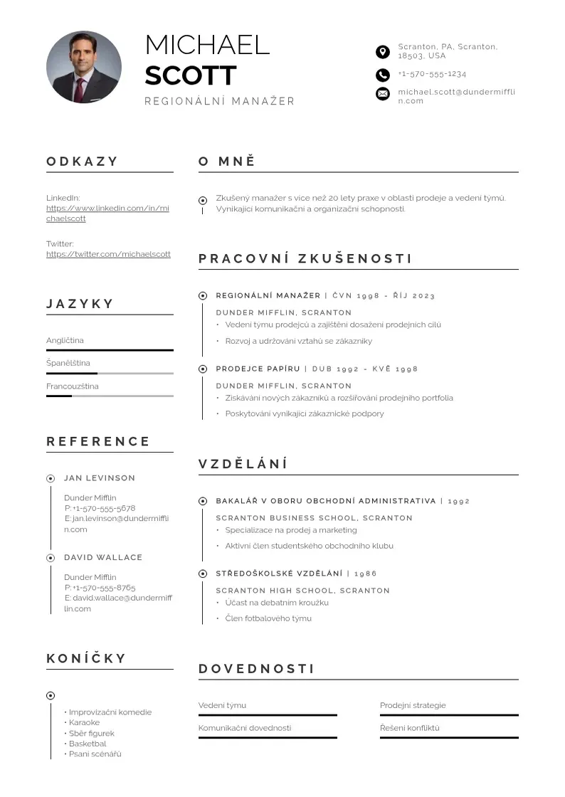 Profesionāla Priklad zivotopisu v oblasti prodeje CV veidne