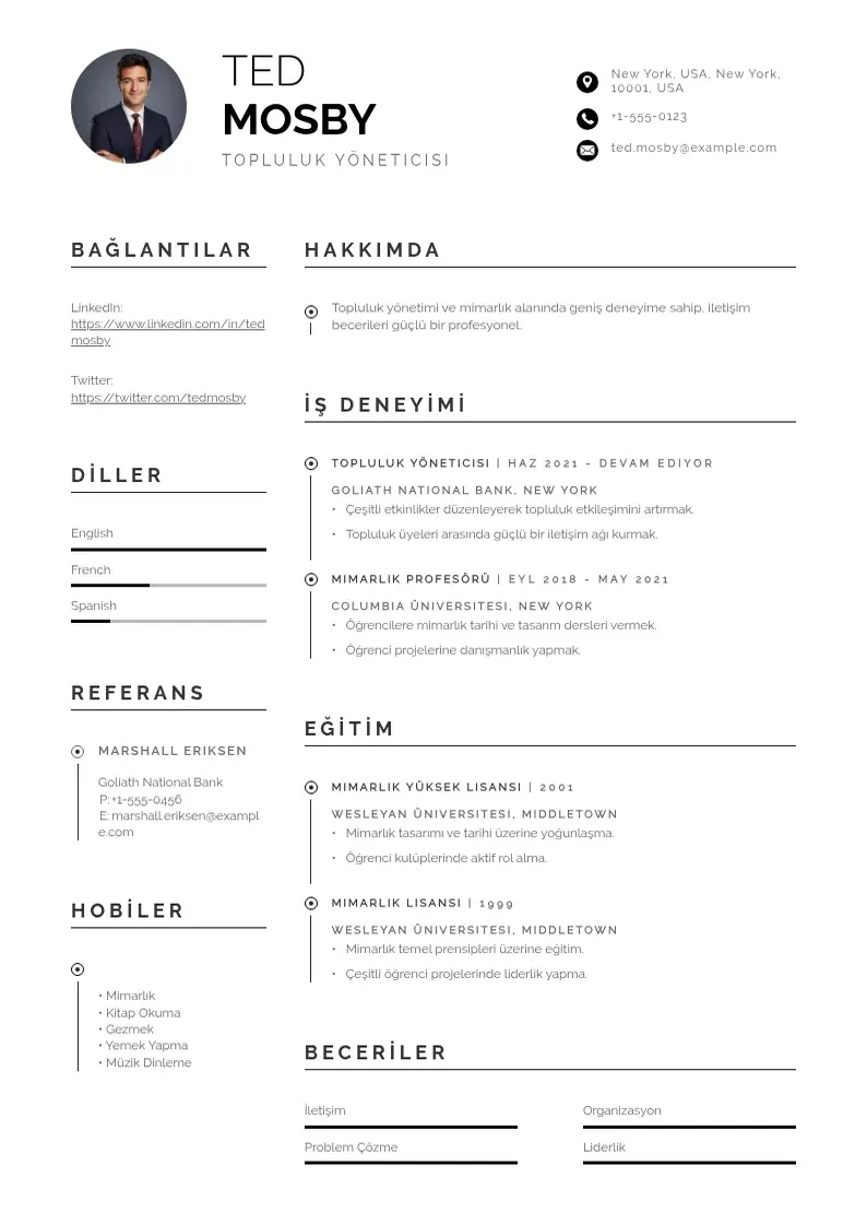 Profesionāla Topluluk yöneticisi  CV veidne