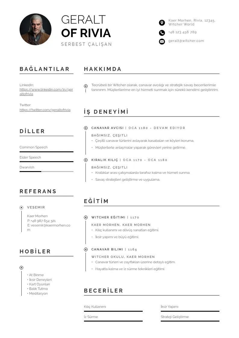Profesionāla Serbest çalışan  CV veidne