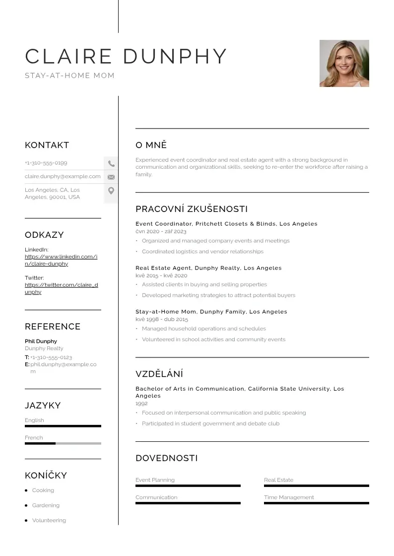 Vienkārša Zivotopis matky po materske CV piemērs