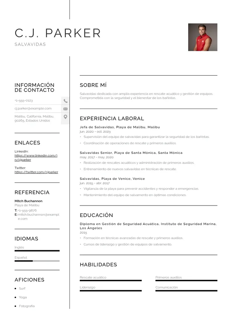 two column cv-salvavidas resume example