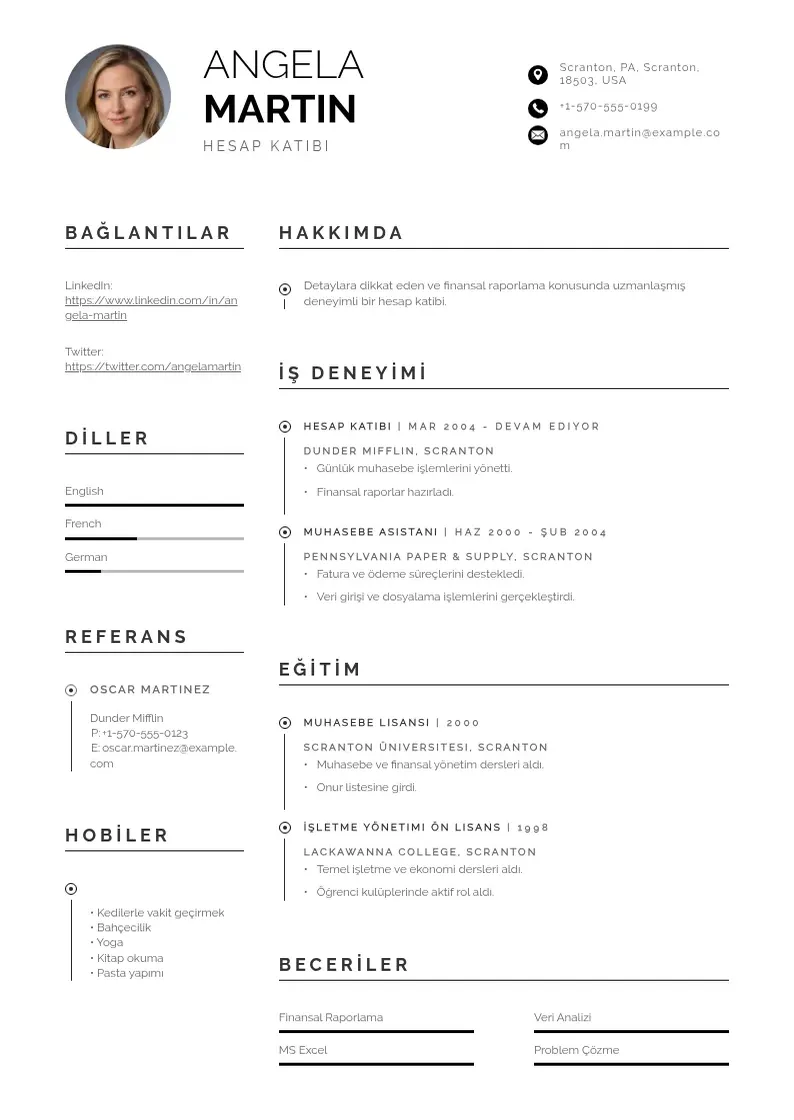 Profesionāla Hesap katibi  CV veidne