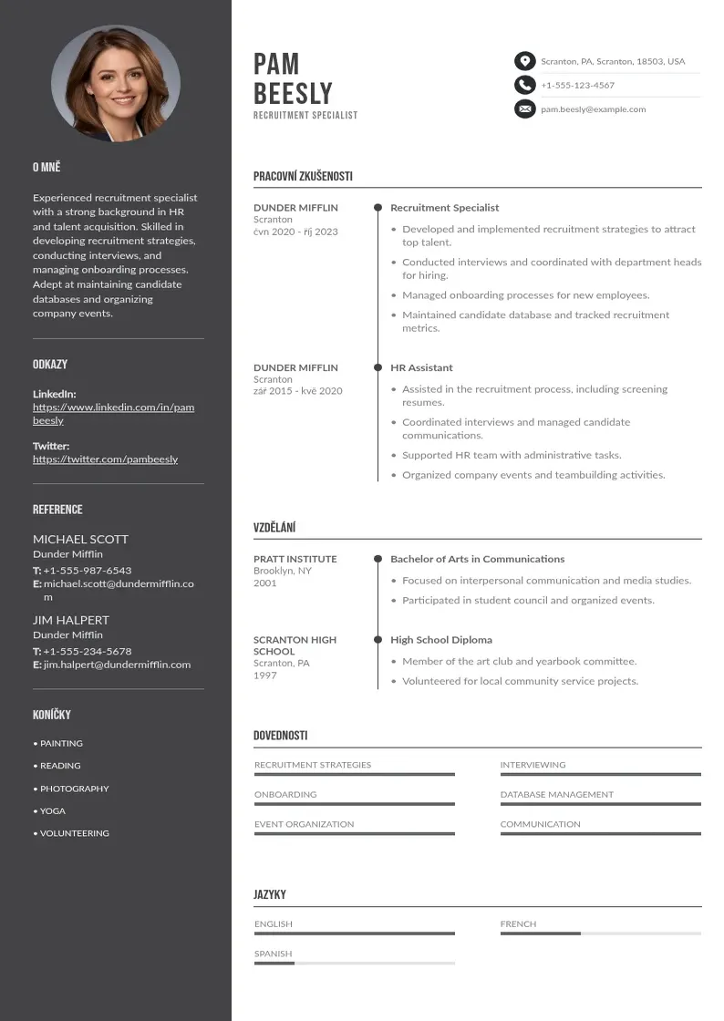 Divu kolonnu Zivotopis naborar CV piemērs