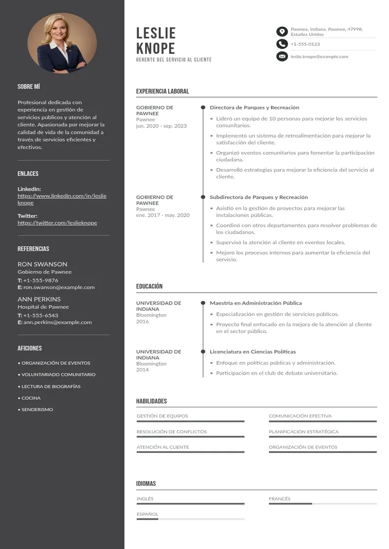 two column cv-gerente-del-servicio-al-cliente resume example