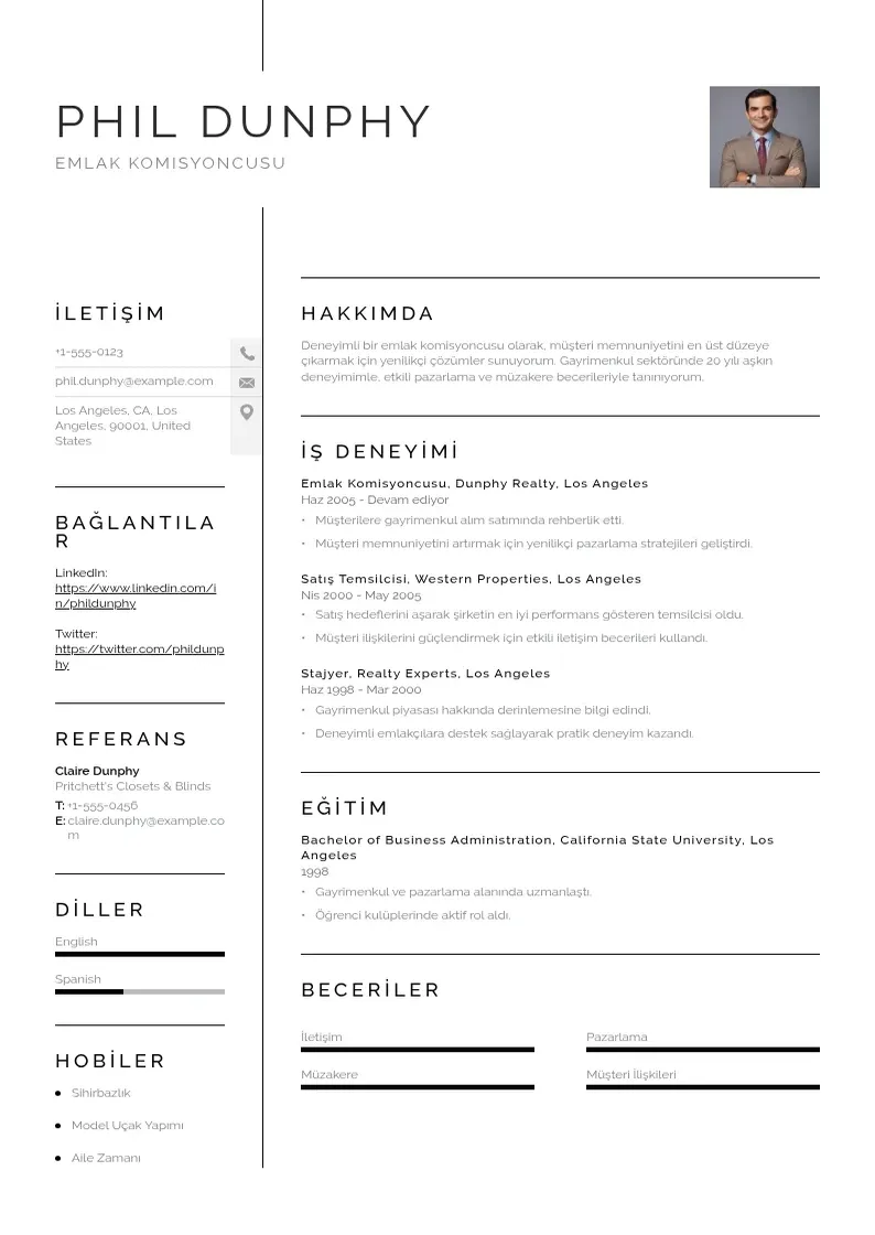 Vienkārša Emlak komisyoncusu  CV piemērs