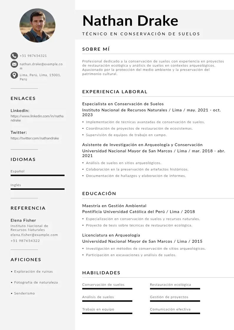 two column tecnico-en-conservacion-de-suelos resume example