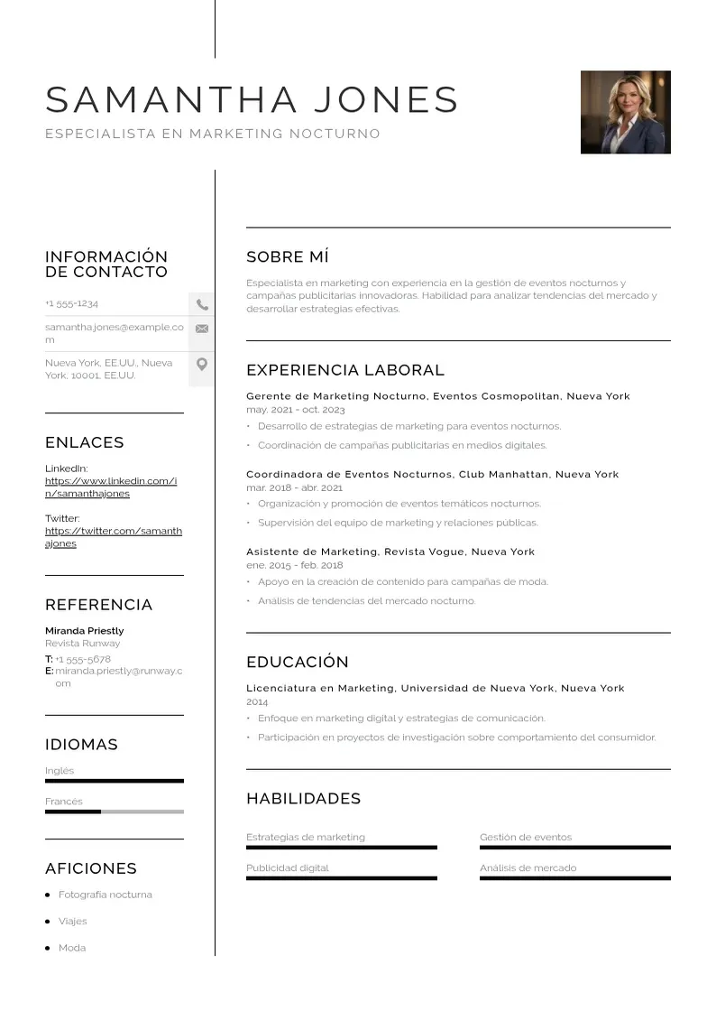 two column especialista-en-marketing-nocturno resume example